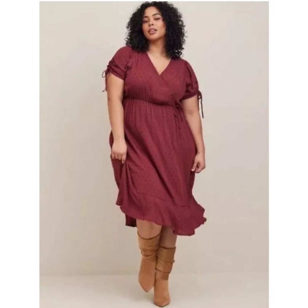 Torrid Red A-Line Midi Wrap Dress - 2X